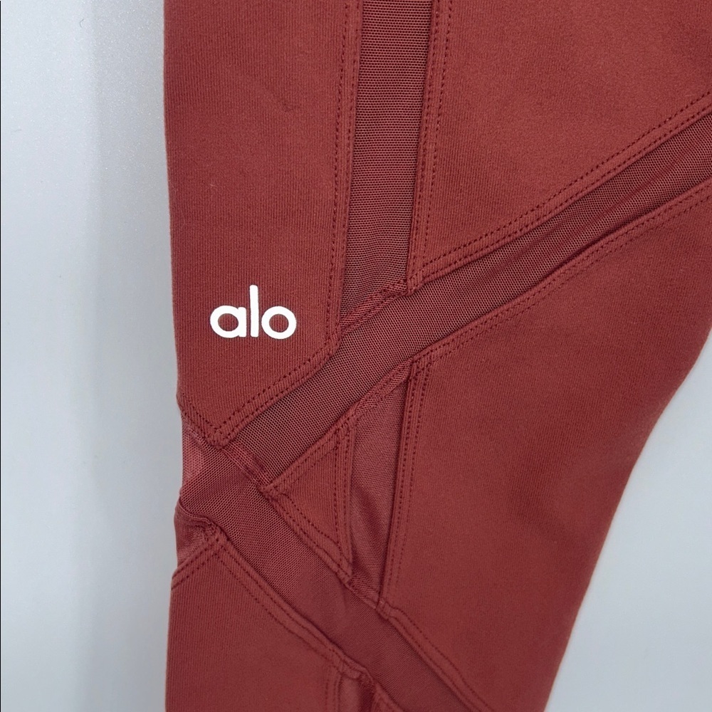Alo Yoga High Waist Sculpt Mesh Leggings Rust Brown Size M - Picture 6 of 8